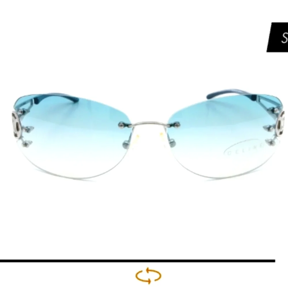 Celine Rimless Sunglasses with Light Blue Gradient Lenses and Silver Temples
